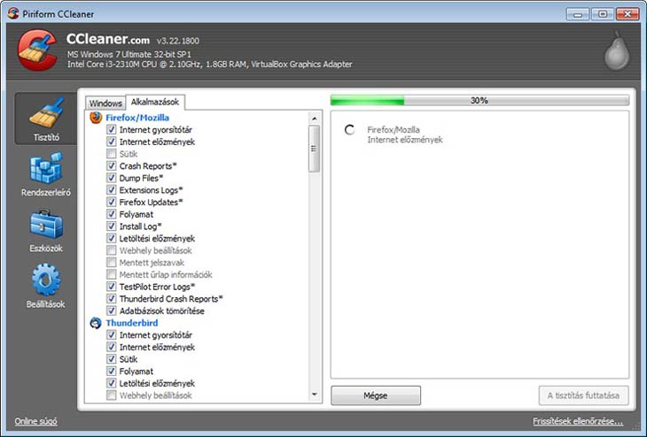 CCleaner alkalmazások
