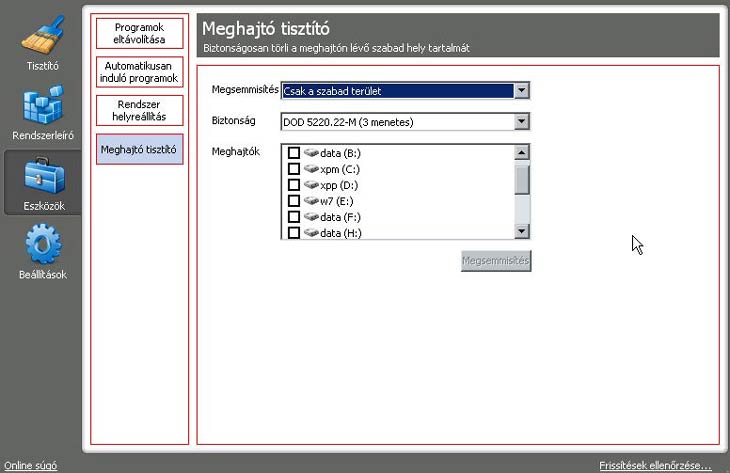 CCleaner eszközök