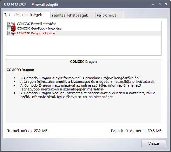 Comodo Firewall - Dragon böngésző