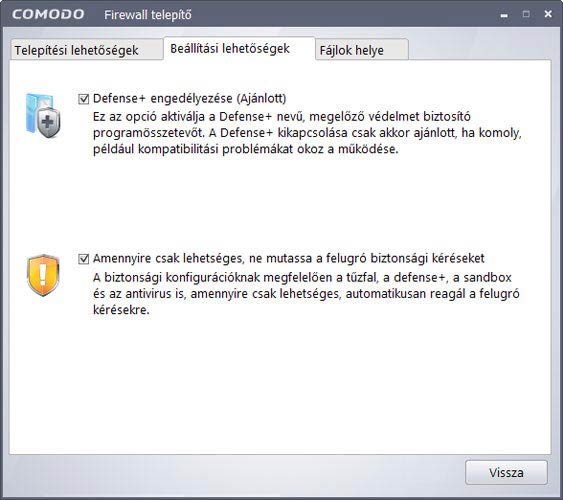 Comodo Firewall beállítások