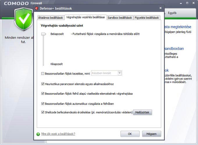 Comodo Firewall  végrehajtás-szabályozás