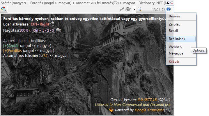 Dictionary .NET beállítások