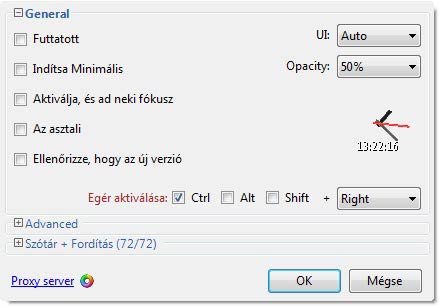 Dictionary .NET egér beállítások