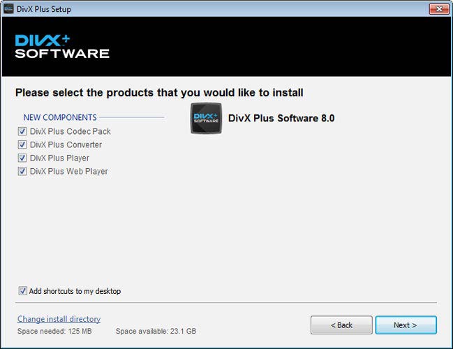 DivX Plus Software telepítés