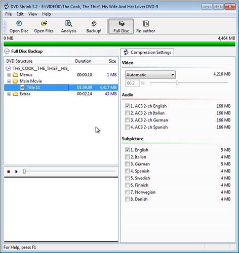 DVD Shrink nyelv