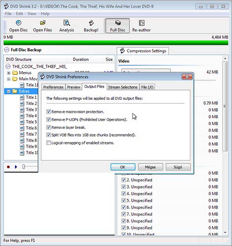 DVD Shrink kimenet