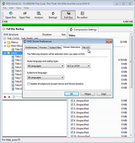 DVD Shrink nyelvek