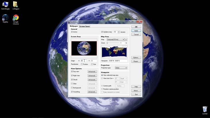 EarthView hely