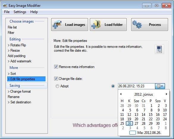 Easy Image Modifier - dátum