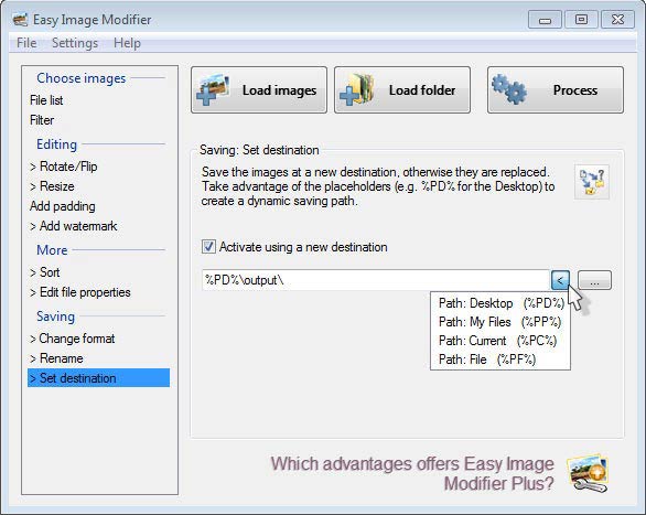 Easy Image Modifier - útvonal