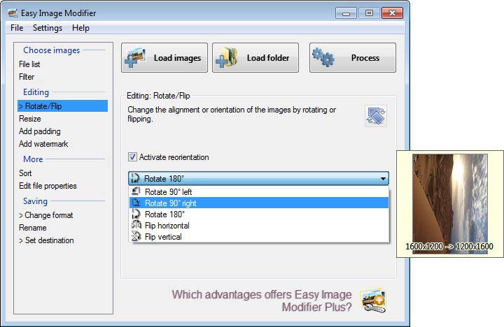 Easy Image Modifier - forgatás, tükrözés