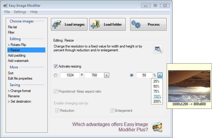 Easy Image Modifier - százalék