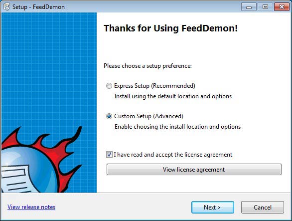 FeedDemon telepítés