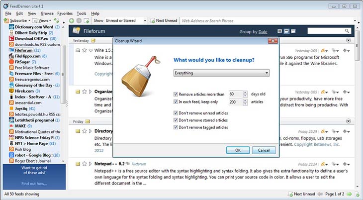 FeedDemon takarítás