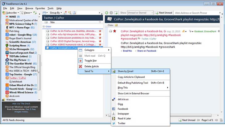 FeedDemon megosztás