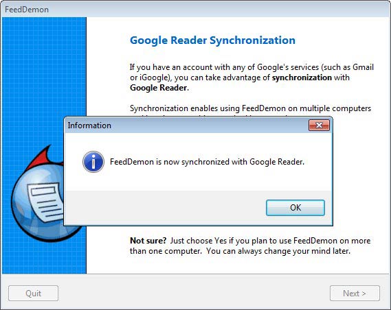 FeedDemon Google Reader szinkronizálás
