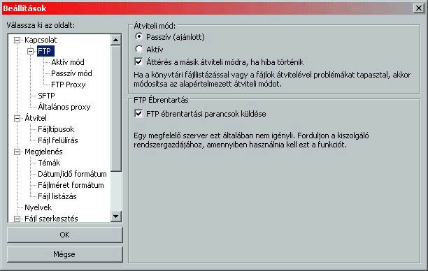 FileZilla beállítások