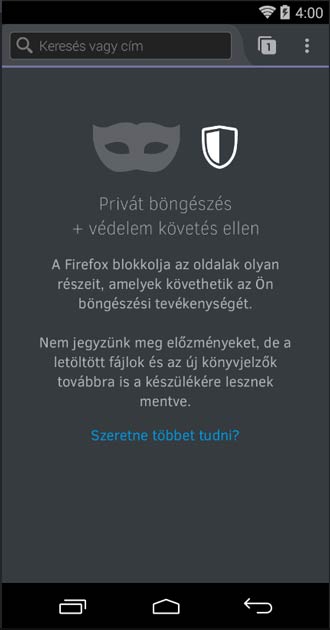Firefox Android privát böngészés