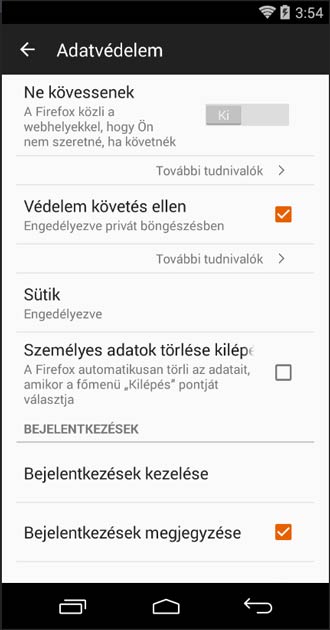Firefox Android követés ellen
