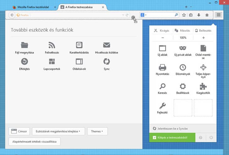Firefox Hello a címsor mellett.