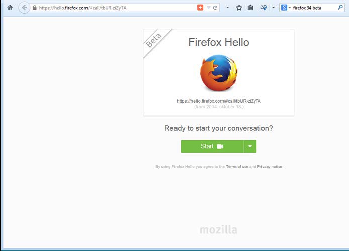 Firefox Hello beszélgessünk