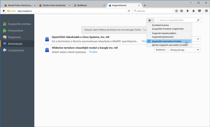 Firefox bővítmények