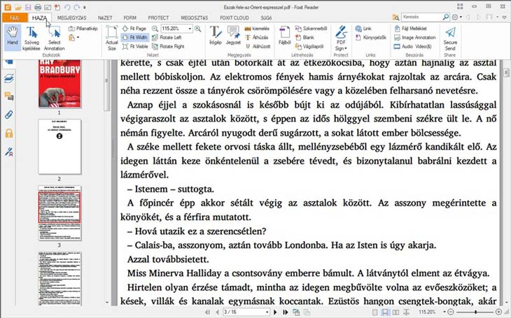 Foxit Reader szalag