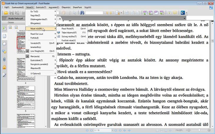 Foxit Reader hagyományos felület
