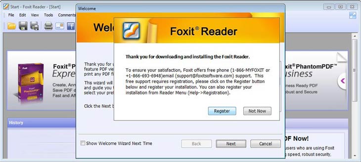 Foxit Reader regisztrálás