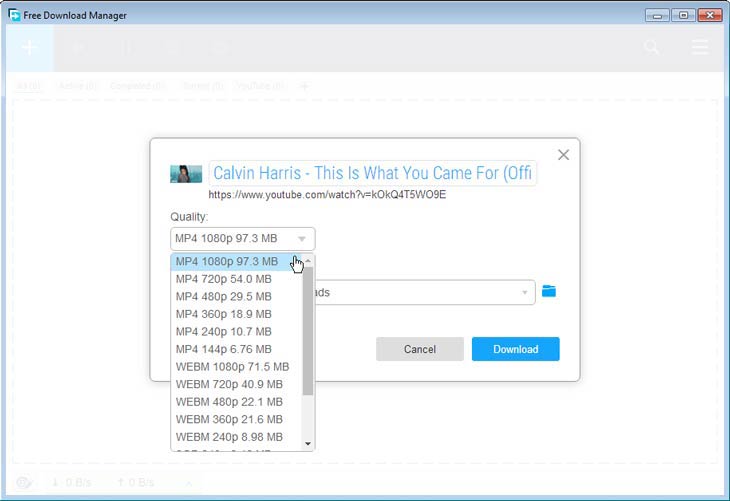Free Download Manager videó minőség, formátum