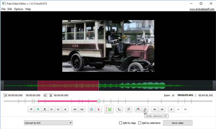 Free Video Editor visszavonás