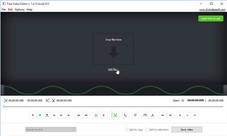 Free Video Editor fájl hozzáadása