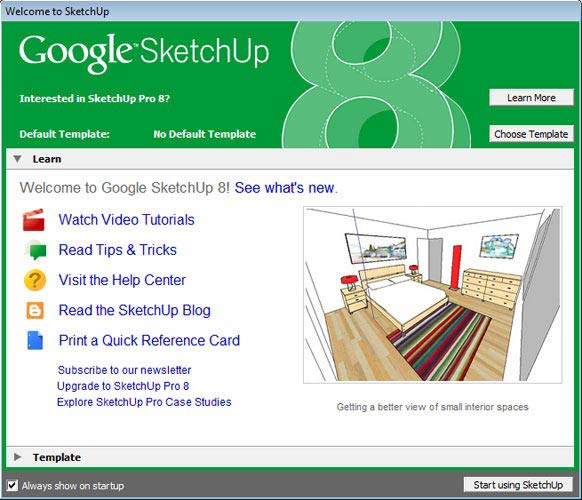Google SketchUp template vagy tanulás