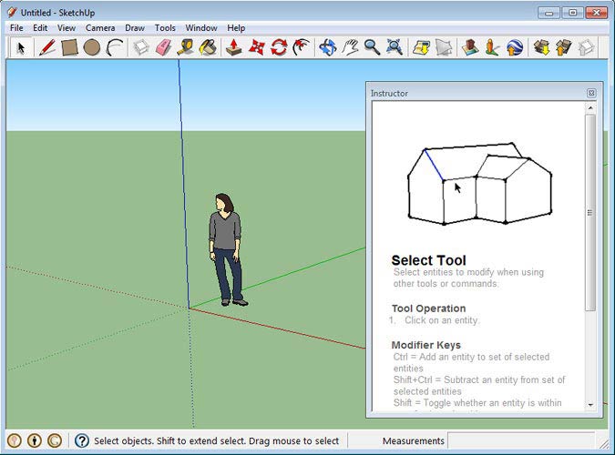 Google SketchUp oktató ablak