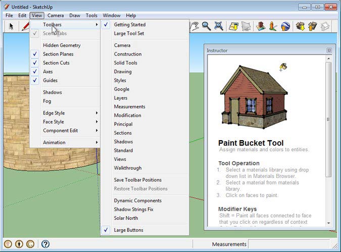Google SketchUp eszköztárak