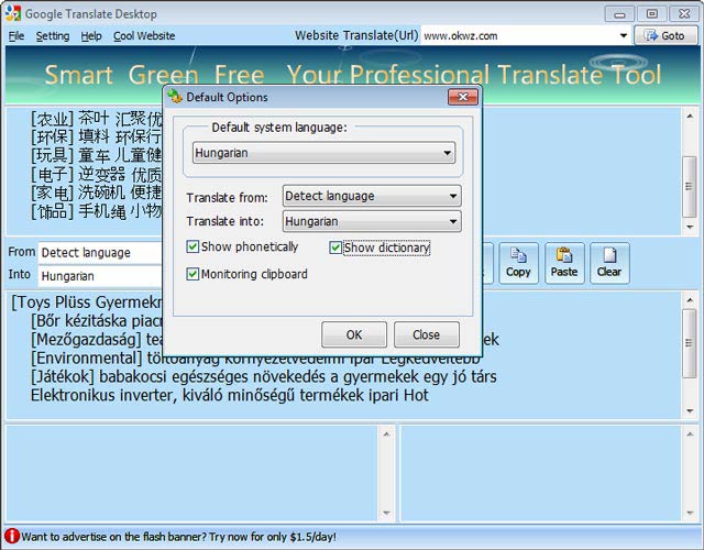 Google Translate Desktop nyelv