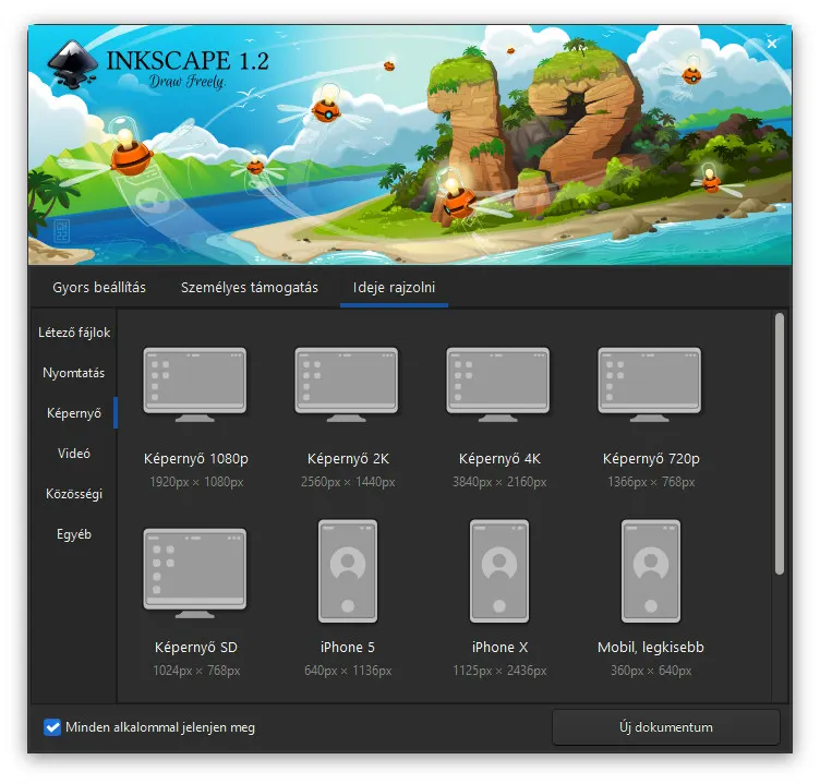 Inkscape képernyők