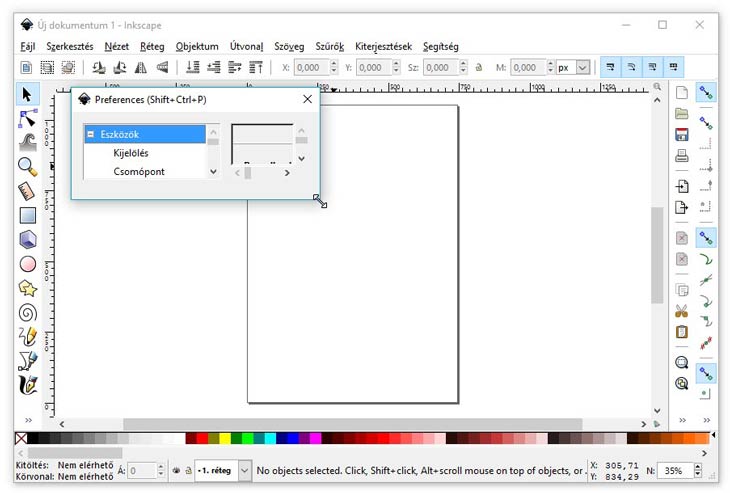 Inkscape beállítások picike