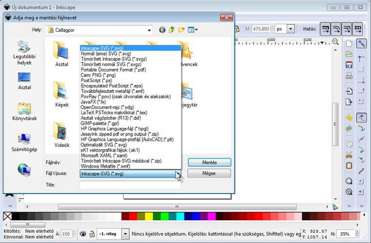 Inkscape fájlformátumok