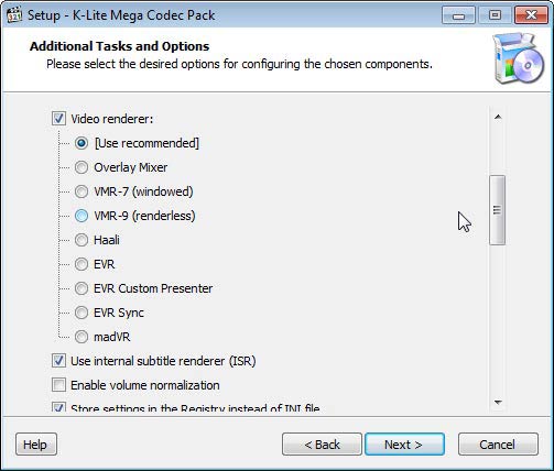 K-Lite Mega Codec Pack video renderer