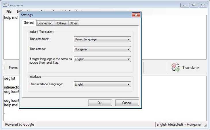 Linguarde nyelv beállítás