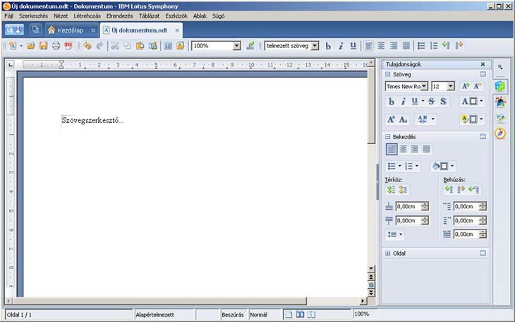 Lotus Symphony szövegszerkesztő