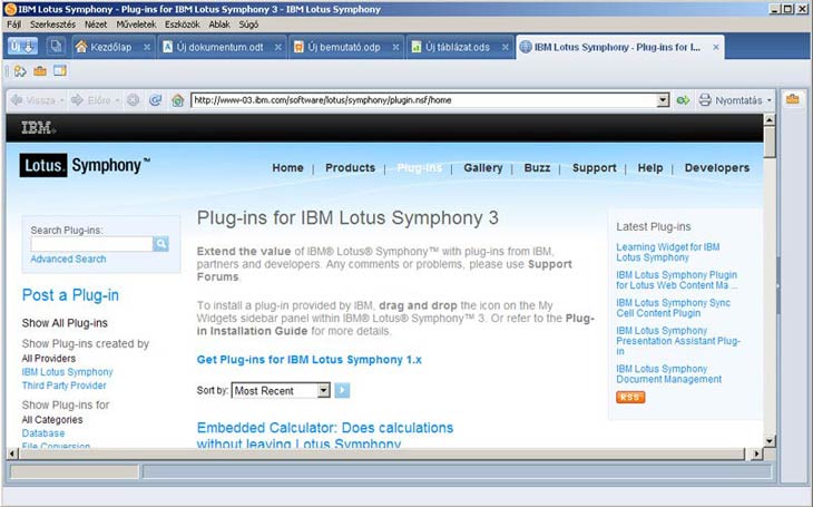 Lotus Symphony pluginek