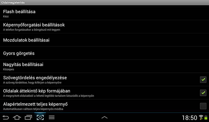 Maxthon for Android nagyítás