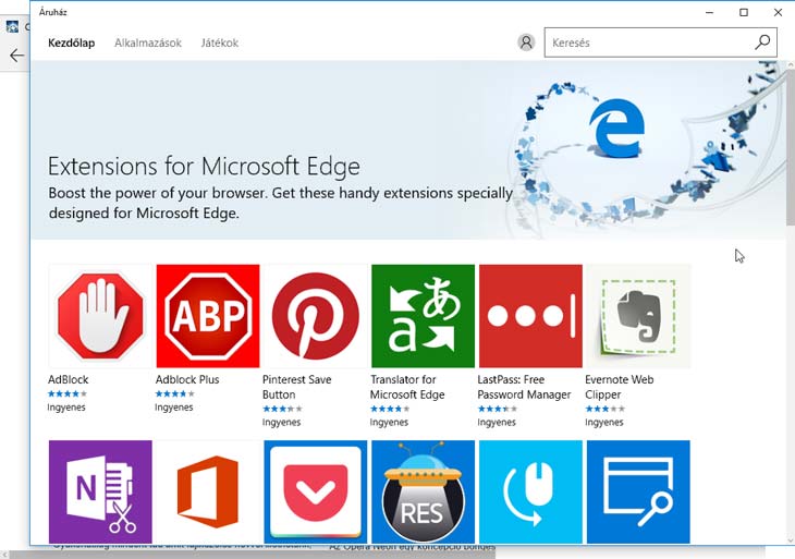Microsoft Edge Áruház
