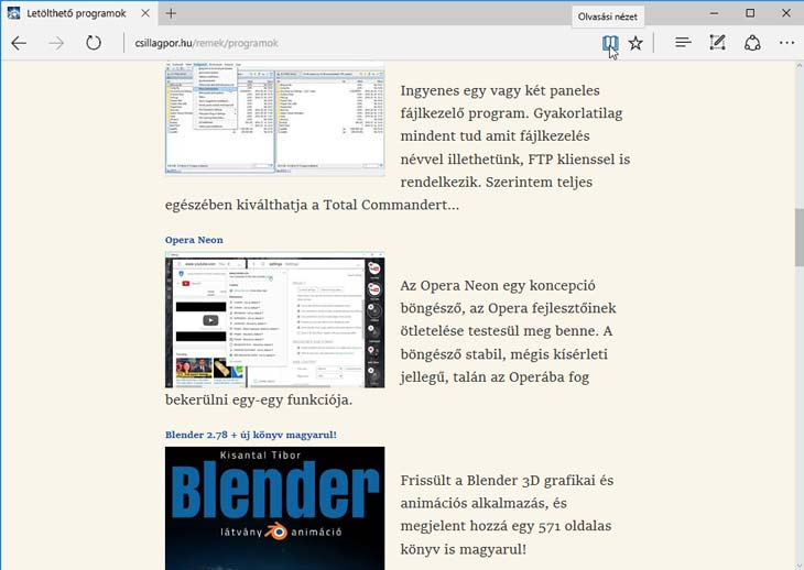 Microsoft Edge olvasási nézet