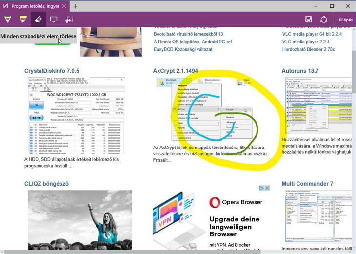 Microsoft Edge minden szabadkézi elem törlése
