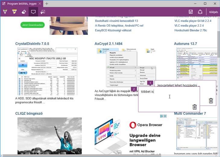 Microsoft Edge jegyzetek
