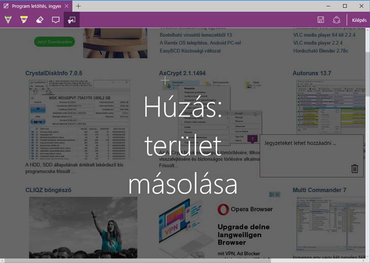 Microsoft Edge kivágott kép