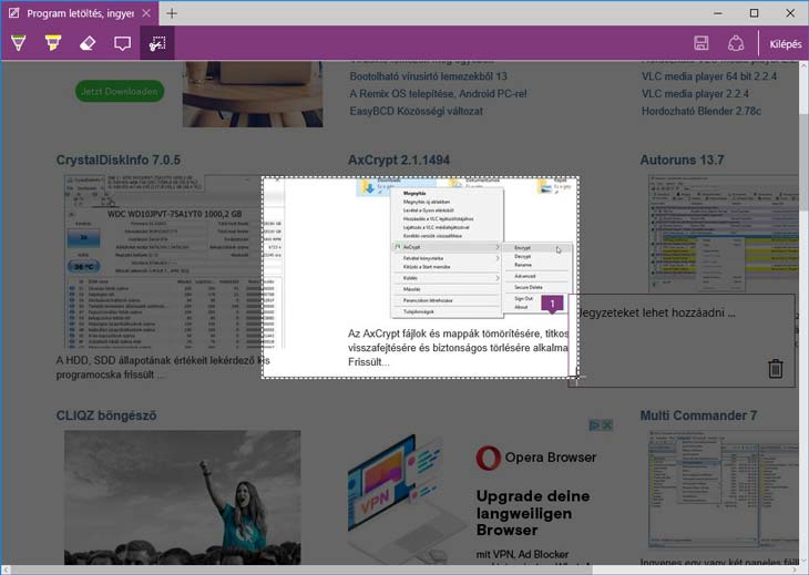 Microsoft Edge kivágás